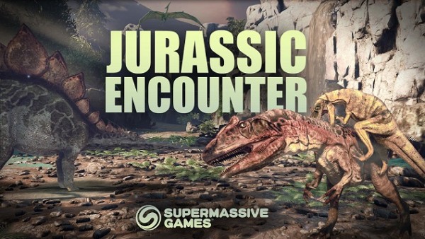 Dinosaurier mit VR-Brille Playstation 4
