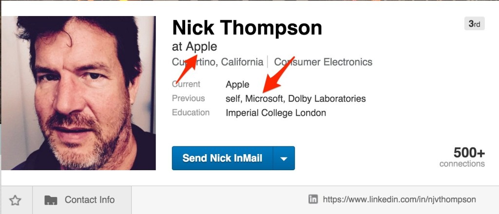 Linkedin Profil Nick Thompson