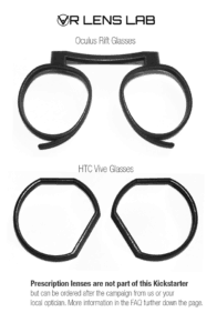 VR Lans Lab mit Korrekturlinsen für die HTC Vive und Oculus Rift