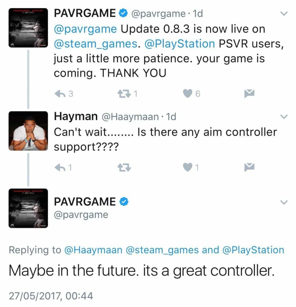 Paranormal Activity für PSVR mit Aim Controller Support?