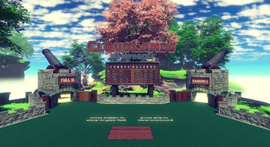 Cloudlands: VR Minigolf Startbildschirm
