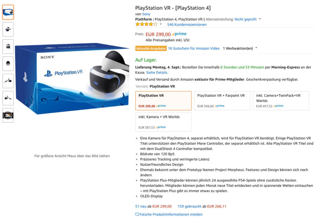 Preissenkung PSVR Playstation VR