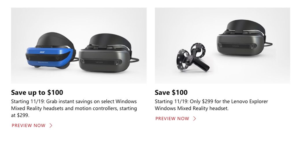 Black Friday Windows Mixed Reality